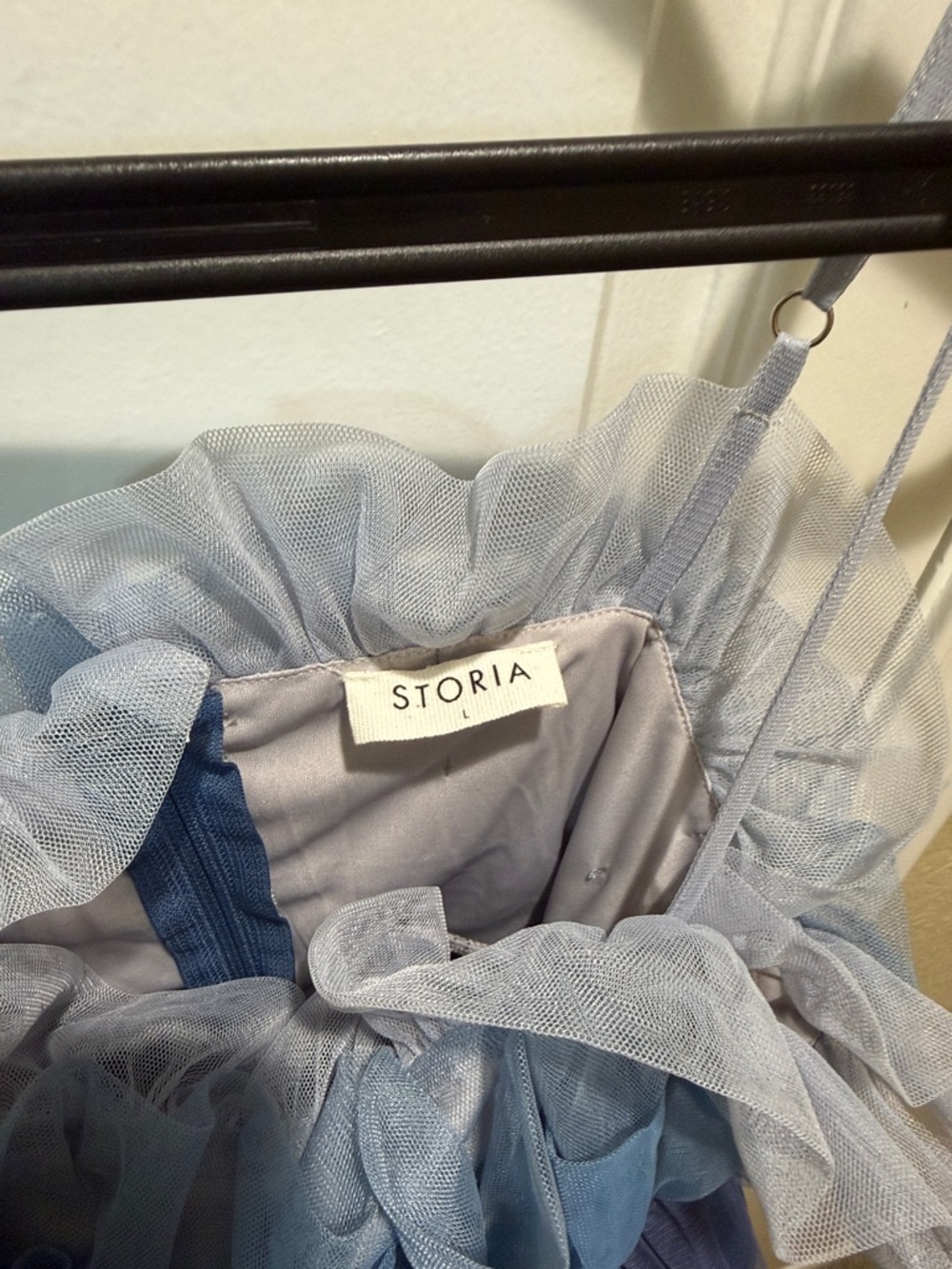 Storia Blue Tiered Tulle Mini Dress - Picture 4 of 6